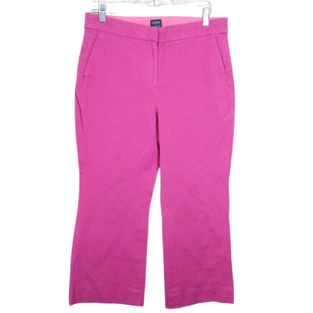 J Crew Pink Flare Leg Kelsey Pant Cropped Feminine Size 10